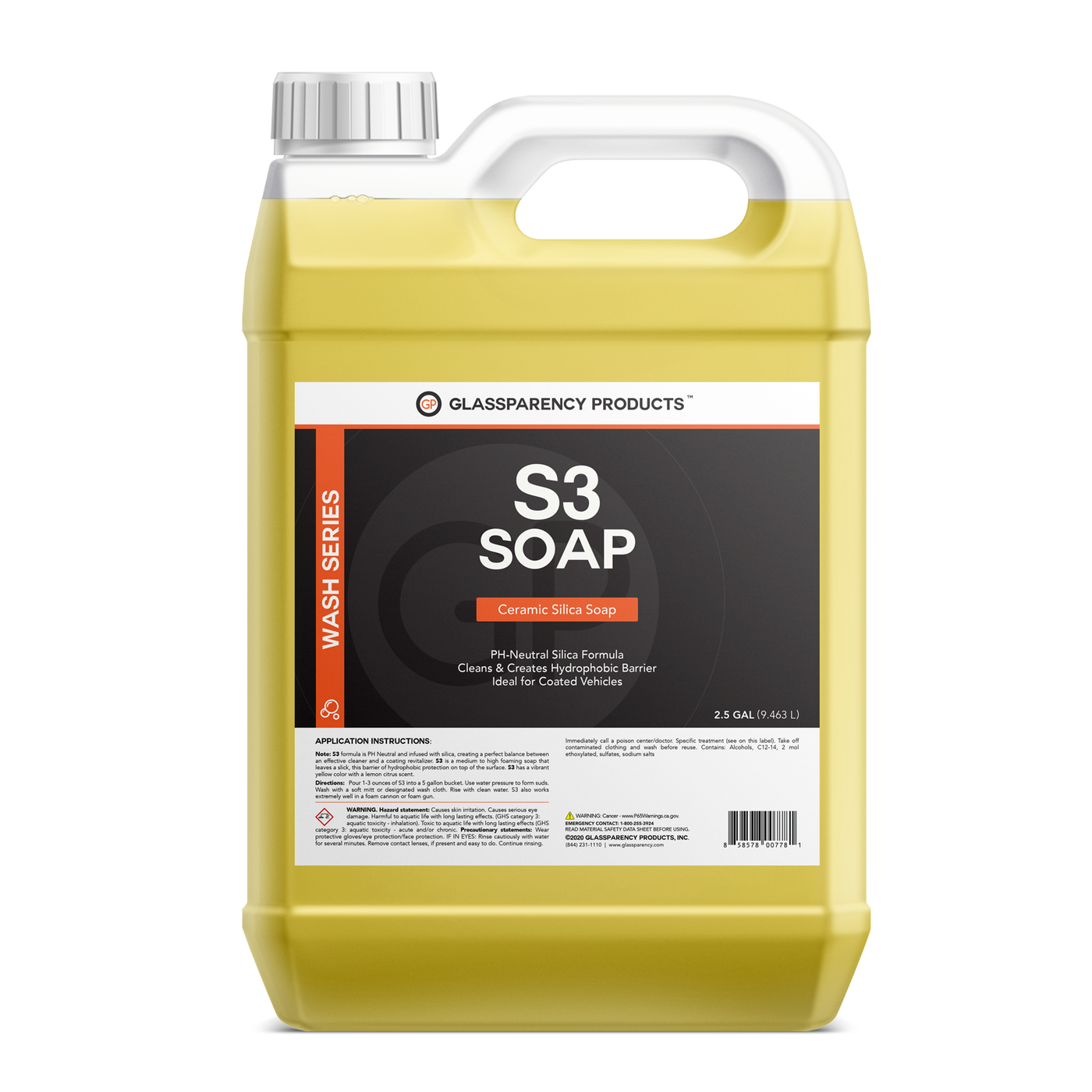 GlassParency S2 Soap (PH Neutral) Car Wash Soap (8oz.) Safe on Wax &  Ceramic Coatings | High Foam Formula | Concentrate for Bucket, Foam Gun, or  Foam
